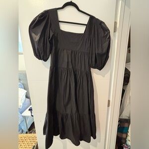 Black Sokie Collective Puff Sleeve Midi Dress